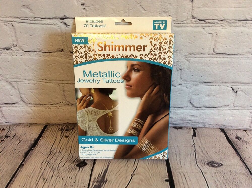 Shimmer Metallic Jewelry Tattoos Gold and Silver "As Seen On TV" Boho Theatrical